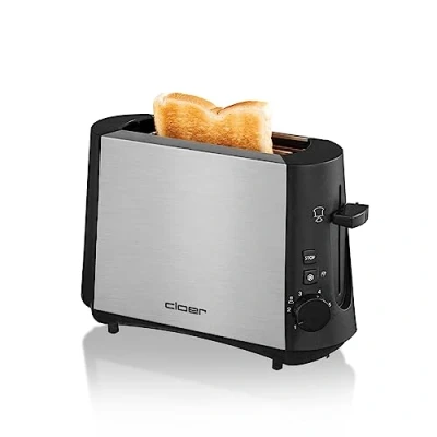 Imagen de Cloer 3890 Mini tostadora para una rebanada, 600 vatios, &quot;Función descongeladora&quot;, Bandeja las migas, Función de elevación, aislamiento del calor, Carcasa acero inoxidable, acabado mate