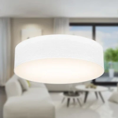 Imagen de B.K.Licht Lámpara de Techo textil, Pantalla tela, Fácil montar, Luz suave, 2 Casquillos E27 Max 40W, elegante Plafon Dormitorio, Cocina, Salón, Ø 38cm, Sin bombilla, Blanco