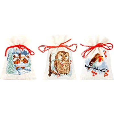 Imagen de Vervaco Kit para Bolsas Invierno Aida Juego de 3, 3 Unidades