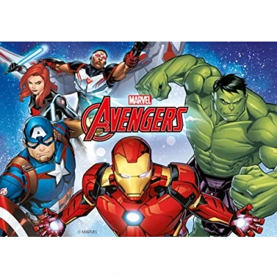 Imagen de Marvel Avengers Oblea Comestible para Decoración de Tarta Cumpleaños Infantil A5