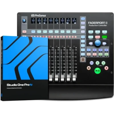 Imagen de PreSonus FaderPort 8, Controlador de Mezcla DAW para Producción Musical con Suite Plug Ins Studio Magic, One Artist, Paquete Software Grabación, Difusión y Podcasting