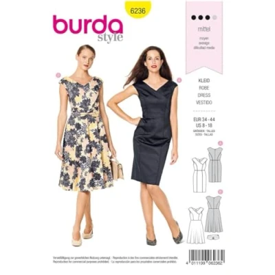 Imagen de Burda Patrón de costura 6236 para coser vestido [mujer talla 34 44] nivel 3 avanzados