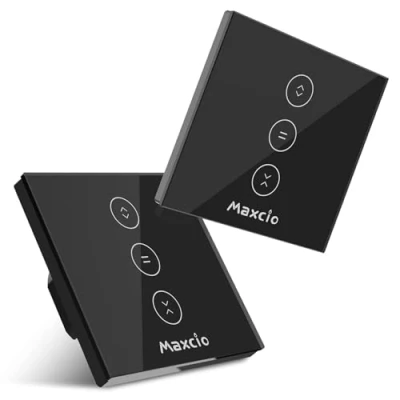 Imagen de 【LED Controlable】Wifi Interruptor Persiana, Maxcio Táctil Inteligente WiFi Controlable de APP y Voz, Compatible con Alexa Google Home Temporizador para Motor Persiana Tubular