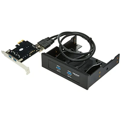 Imagen de DeLOCK Front Panel + PCI Express Card Tarjeta de Puerto USB (Interfaz Host PCI, Interno), Negro
