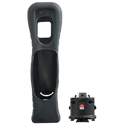 Imagen de OSTENT Funda de silicona Motionplus Motion Plus + compatible con el mando a distancia Nintendo Wii Color del juego Black
