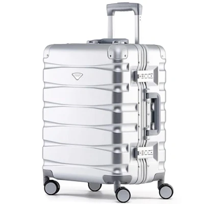 Imagen de Flight Knight Premium Travel Suitcase 8 Spinner Wheels Built In Side Lock Lightweight Aluminium Frame, ABS Hard Shell Carry on Check Luggage Highly Durable Approved for Over 100 Airlines