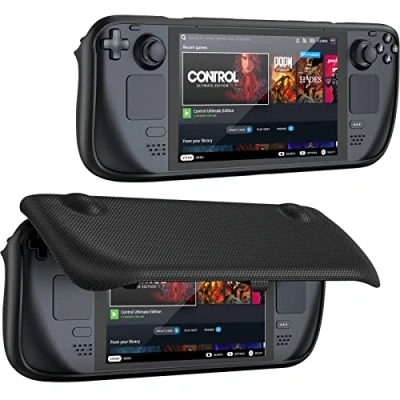 Imagen de Procase Funda para Steam Deck, Estuche con Tapa Compatible 7 Pulgadas Valve Deck Case Carcasa Protectora Magnética Extraíble Cubierta Frontal 2021 Negro