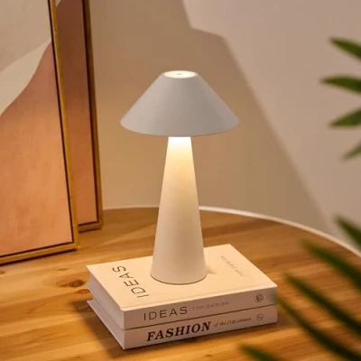 Imagen de Lalavon Lampara de Mesa LED Inalambrica, Lámpara Escritorio Magnética 3 Colores Regulable Tactil, 3W 4000mAh Recargable Blanco, Impermeable IP54 Exterior