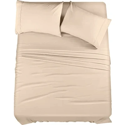 Imagen de Utopia Bedding Juego de sábanas Microfibra 4 Piezas (Beige, Queen)