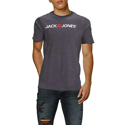 Imagen de Jack &amp; Jones Camiseta clásica para Hombre, Gris (Dark Grey Melange), S