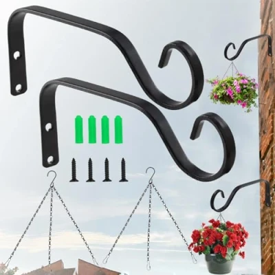 Imagen de Brateuanoii Piezas Soporte para Cesta Colgante, De Pared Metal Decorativo Plantas, Gancho Macetas Colgantes, Ganchos Plantas Al Aire Libre, Farol Pájaros