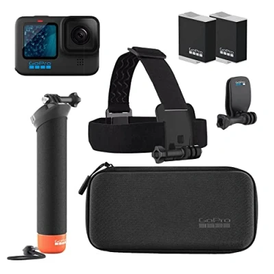 Imagen de GoPro Paquete de Accesorios HERO11 Black: Incluye batería Enduro Adicional (2 en Total), The Handler (empuñadura Flotante), Correa para la Cabeza + Clip rápido y Estuche Transporte