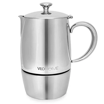 Imagen de VeoHome Cafetera Italiana de Acero Inoxidable 6 tazas 300 ml Moka para cocinas Inducción, Vitrocerámica y Gas Estilo Espresso Irrompible, Segura apta Lavavajillas
