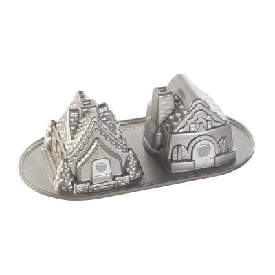 Imagen de Nordic Ware Baking Tray Gingerbread House Duet Silver 2 Pieces