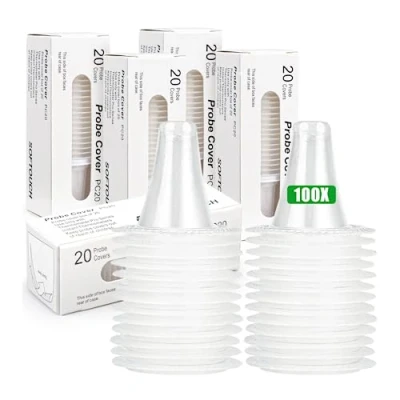 Imagen de 100x Fundas Desechables de Recambio Protectores lente del Termómetros Braun para Oído Adaptables a Toda la Gama IRT Paquete 100 Unidades