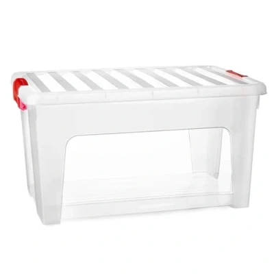 Imagen de Acan Tradineur Caja de Almacenamiento Transparente KLIP 36 Litros Fabricado en Plástico Cierre Hermético y Seguro 27,5 x 52 cm