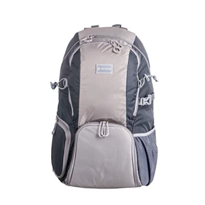 Imagen de GENESIS Photo Nattai Mochila para cámara réflex digital (soporte soporte, asa lateral, soporte botella de bebida, compartimento ordenador portátil, cinturón), gris claro, 30 L