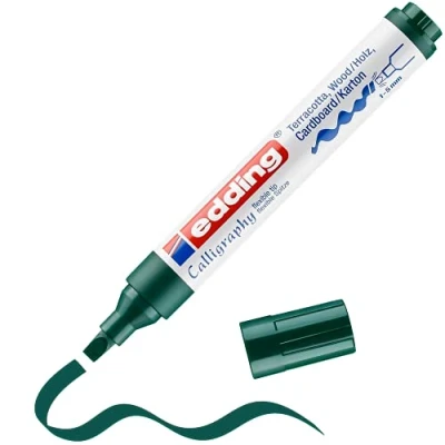 Imagen de edding 1455 marcador caligráfico verde botella 1x punta flexible 1 5 mm rotulador de fibra para papel, madera, lienzo principiantes, letras a mano, bullet journals, tarjetas