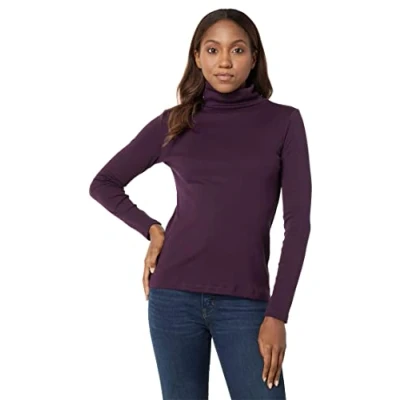 Imagen de Tommy Hilfiger Suéter de Manga Larga con Cuello Alto Tortuga, Berenjena, M para Mujer
