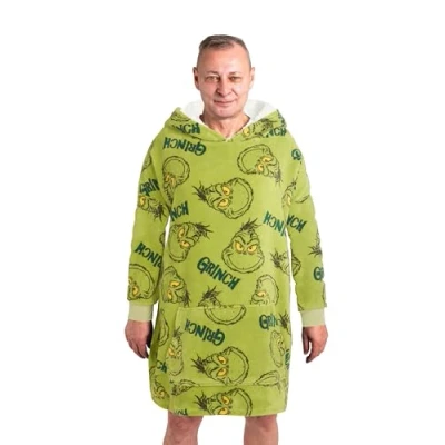 Imagen de United Labels The Grinch Oversize Cozy Hoodie for Men Oversized Men&#039;s Cosy Pullover Fluffy Blanket Sweater Verde
