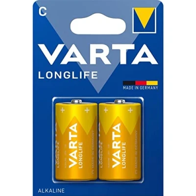 Imagen de VARTA Pilas C Baby, paquete de 2, Longlife, Alcalinas, 1,5V, aptas para mandos a distancia, despertadores, radios, relojes pared, Made in Germany
