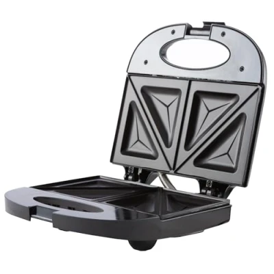 Imagen de Mesko MS3080 Sandwichera Eléctrica para 2 Sandwiches, 4 en Forma de Triángulo, Placas Antiadherentes, Temperatura Automática, Compacta, Acabado Acero Inoxidable, 850W