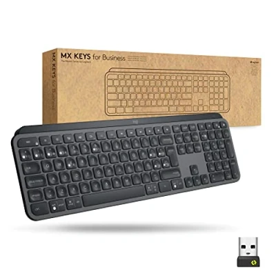 Imagen de Logitech MX Keys for Business, Teclado retroiluminado inalámbrico, Teclas silenciosas para pulsaciones perfectas, Logi Bolt, Bluetooth, Recargable, Windows/Mac/Chrome/Linux, QWERTY Español Gris