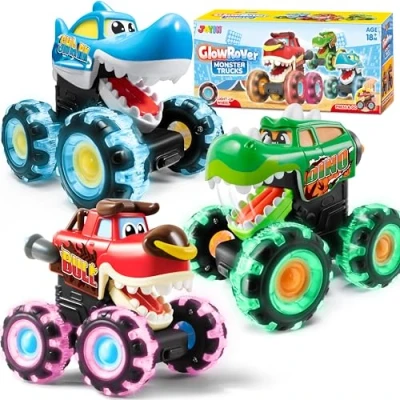 Imagen de JOYIN 3 PCS Monster Truck Juguete, Coches para Niños Juguetes Regalo 1 2 Años, Ruedas Treads Lightning, Camiones Monstruo de Juguete y Niñas 1, 2, 3, 4