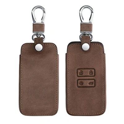 Imagen de kwmobile Carcasa Compatible con Renault Llave de Coche Smart Key 4 Botones (Solo Keyless Go) Funda Cuero sintético Case para Mando Control Auto marrón Oscuro
