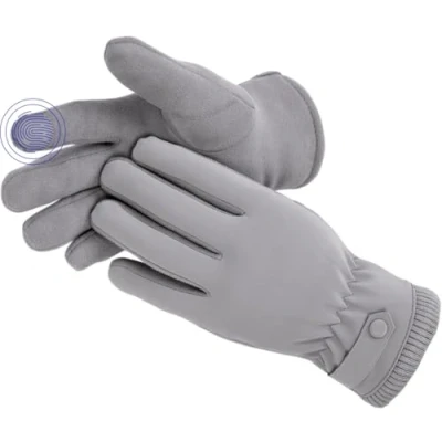 Imagen de Kingmate KINGAMTE Guantes Invierno Termicos Tactiles Movil Hombre Mujer, Deportivos de Ciclismo Running Conductor Moto Correr, Gris