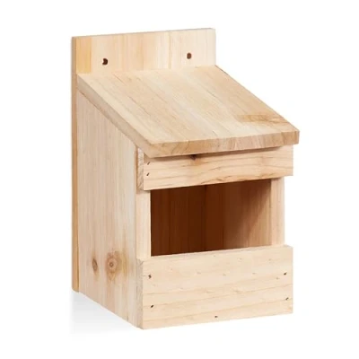 Imagen de Relaxdays Nido para pájaros, Comedero Colgante, Madera Natural, 20 x 12 15,5 cm, 1 Ud., Marrón Natural