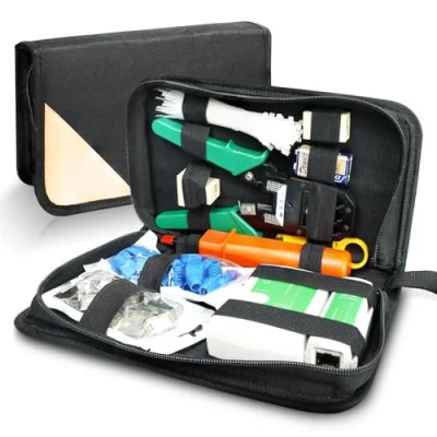 Imagen de ELEUTH Comprobador de Cable Red RJ45 Network Tool Tester Kits Profesional Mantenimiento la Computadora LAN 9 en 1 Herramientas Reparación