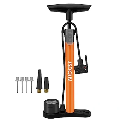 Imagen de Bomba de Piso para Bicicleta Jsdoin con válvulas Presta y Schrader Alta presión 160Psi Portátil Multiusos Bullet Points