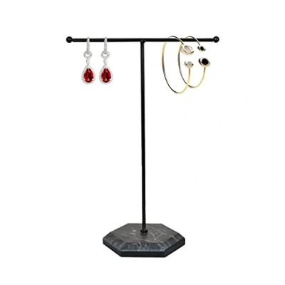 Imagen de Soporte Organizador de Joyas, Exhibición Collares con Barra en T Metal, para Pendientes, Joyas Colgantes Collares, Pulseras, Anillos, Relojes (Negro)