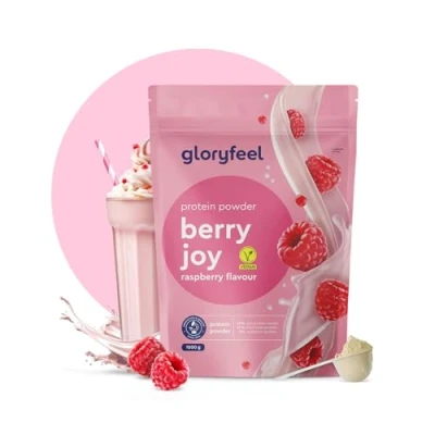 Imagen de Proteína Vegana Sabor FRAMBUESA 1kg en polvo Sin azúcar 23g de proteinas para aumentar o mantener la masa muscular Aislado proteina guisante soja, gluten ni lactosa