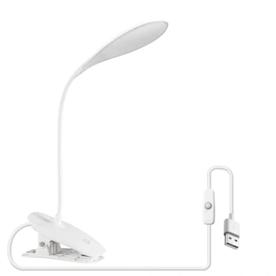 Imagen de EXTRASTAR Lámparas de Escritorio, Led Lampara Lectura Pinza, Luz Blanca 6500K, Cuello Cisne 360 Cuidado Ocular LED, Modo Carga USB, 1pc