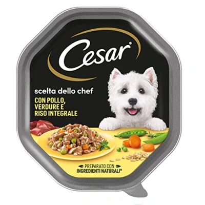 Imagen de Cesar Scelta dello Chef Pollo Alla Griglia con Riso Integrale e Verdure, Cibo per Cane 14 Vaschette