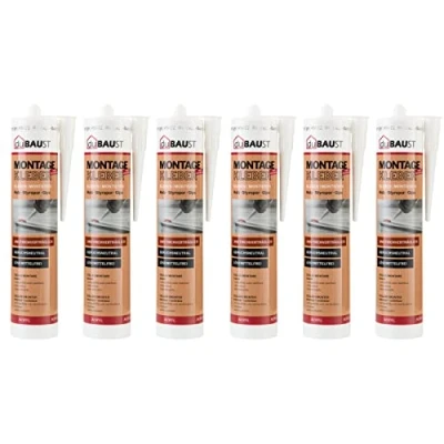 Imagen de Dubaust AMK24 Pegamento de montaje universal (6 unidades, madera, poliestireno, piedra, para pintar, 511 g), color blanco