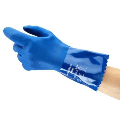 Imagen de Ansell AlphaTec 23 200 Guantes de Trabajo PVC, Protección Bajas Temperaturas, Conformidad Alimentaria, Multiuso, Destreza y Flexibilidad, Hombre Mujer, Azul, Talla XL (12 Pares)