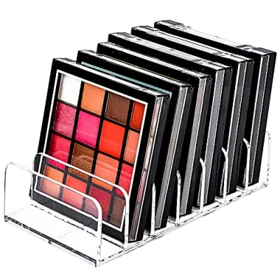 Imagen de JessLab Organizador de Paleta, Maquillaje Plástico con 7 Compartimentos Rubor Contorno Sombra Ojos Soporte Almacenamiento Cosméticos para Baño Vanidad Encimera, Transparente, S