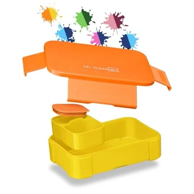 Imagen de My Vesperbox Lite Bento Box Niños Fiambrera Extremadamente resistente ideal para guardería y escuela (naranja amarillo)