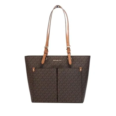 Imagen de Michael Kors Jet Sest Bolsa de viaje mediana con doble bolsillo, sin piel, vegana (marrón), Marrón