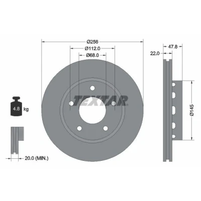 Imagen de TEXTAR PRO+ 92174205 Disco de freno AUDI: A4 B5 Berlina, Avant, VOLKSWAGEN: Passat GP Variant