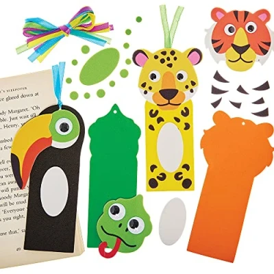 Imagen de Baker Ross FX558 Set de marcapáginas animales la selva Pack 8, Kits manualidades espuma para niños