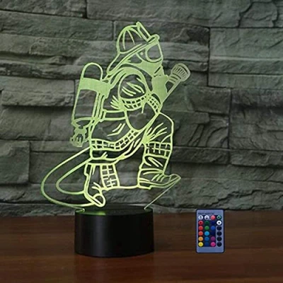 Imagen de 3D Bomberos ilusión Optica Lámpara Luz Nocturna 7/16 Colores Cambiantes Control Remoto USB de Suministro Energía Juguetes Decoración Regalo Cumpleaños Navidad