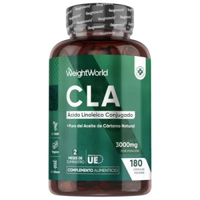 Imagen de CLA Ácido Linoleico Conjugado 3000mg 180 Cápsulas Suplemento Dietético Keto de Perlas Aceite Cártamo Puro Potente Fuente Natural Ácidos Grasos Omega 6 Sin Lactosa, Para 2 Meses