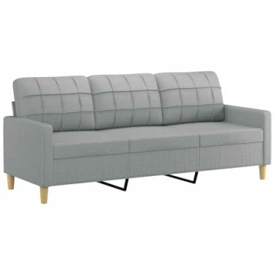 Imagen de vidaXL Sofá de 3 Plazas, Asiento con Respaldo Reposabrazos Acolchados, Tapizado Descanso, Sillón para Salón Hogar, Tela Gris Claro