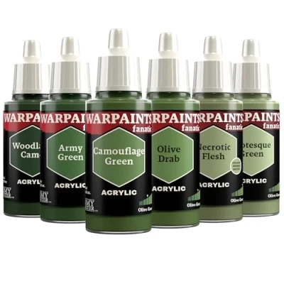 Imagen de The Army Painter, Warpaints Fanatic Flexible Triad: Olive Greens 6 x 18 ml Pinturas Acrilicas, Verdes Oliva Pintura Miniatura para D&amp;D miniatures &amp; Warhammer Figuras