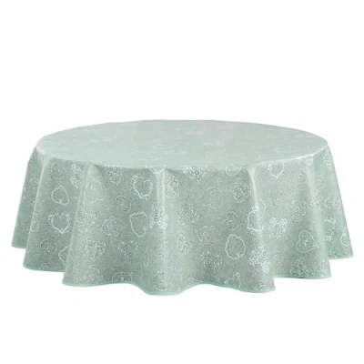 Imagen de Hule, Mantel Mesa Antimanchas, Comedor y Cocina PVC Antimanchas Impermeable, Redondo 140 cm Verde Salvia