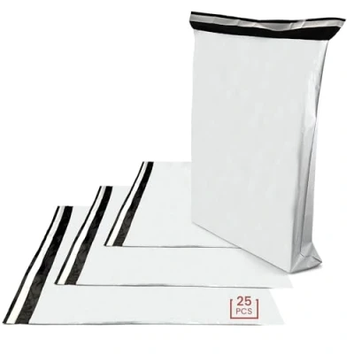 Imagen de Netuno 25 bolsas de plástico para envío blancas DIN 240x325mm mensajería postales autoadhesivas alto brillo opaco impermeables fuerte sacos ropa embalaje caja libros zapatos correos